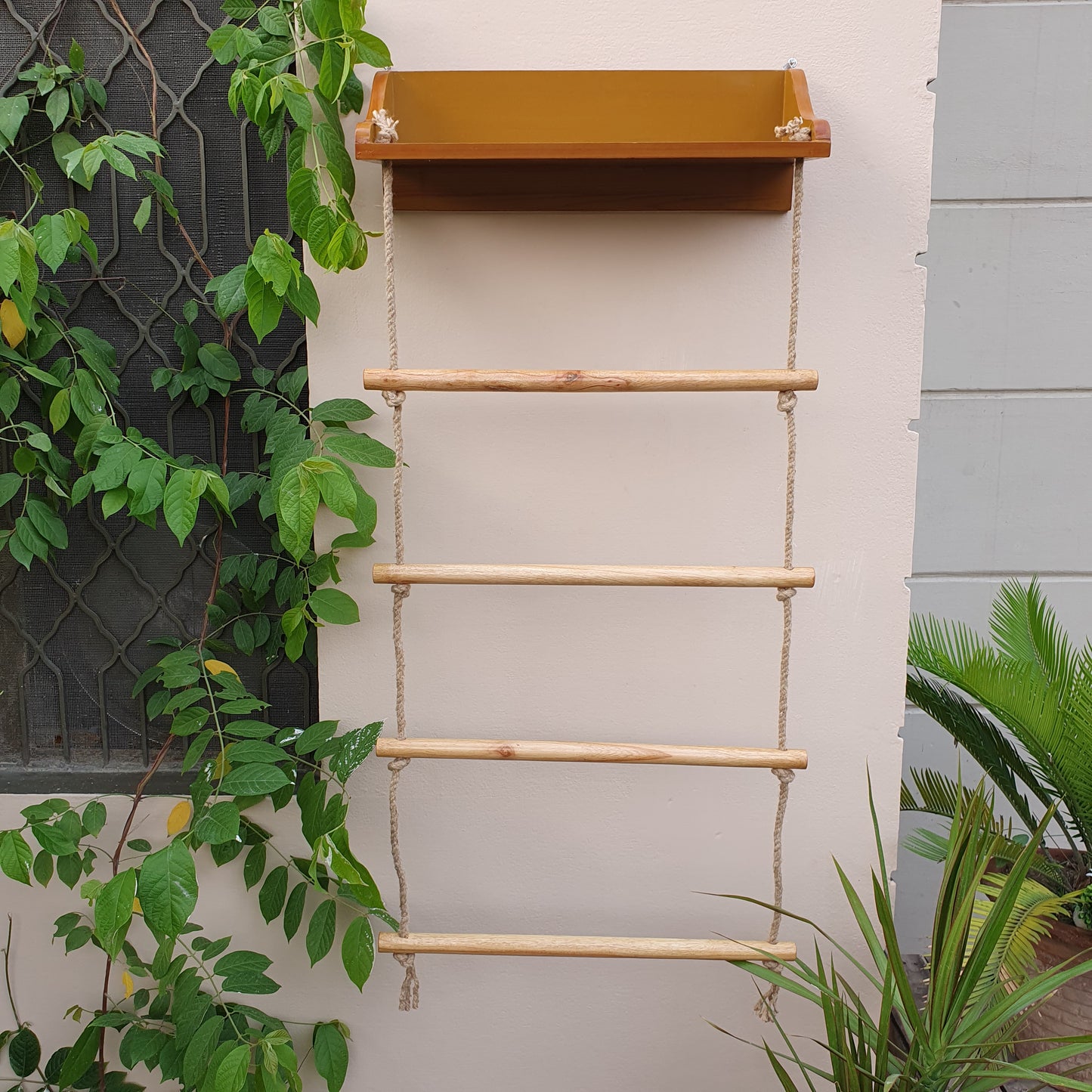 Wooden Wall-Hanging Rope Ladder