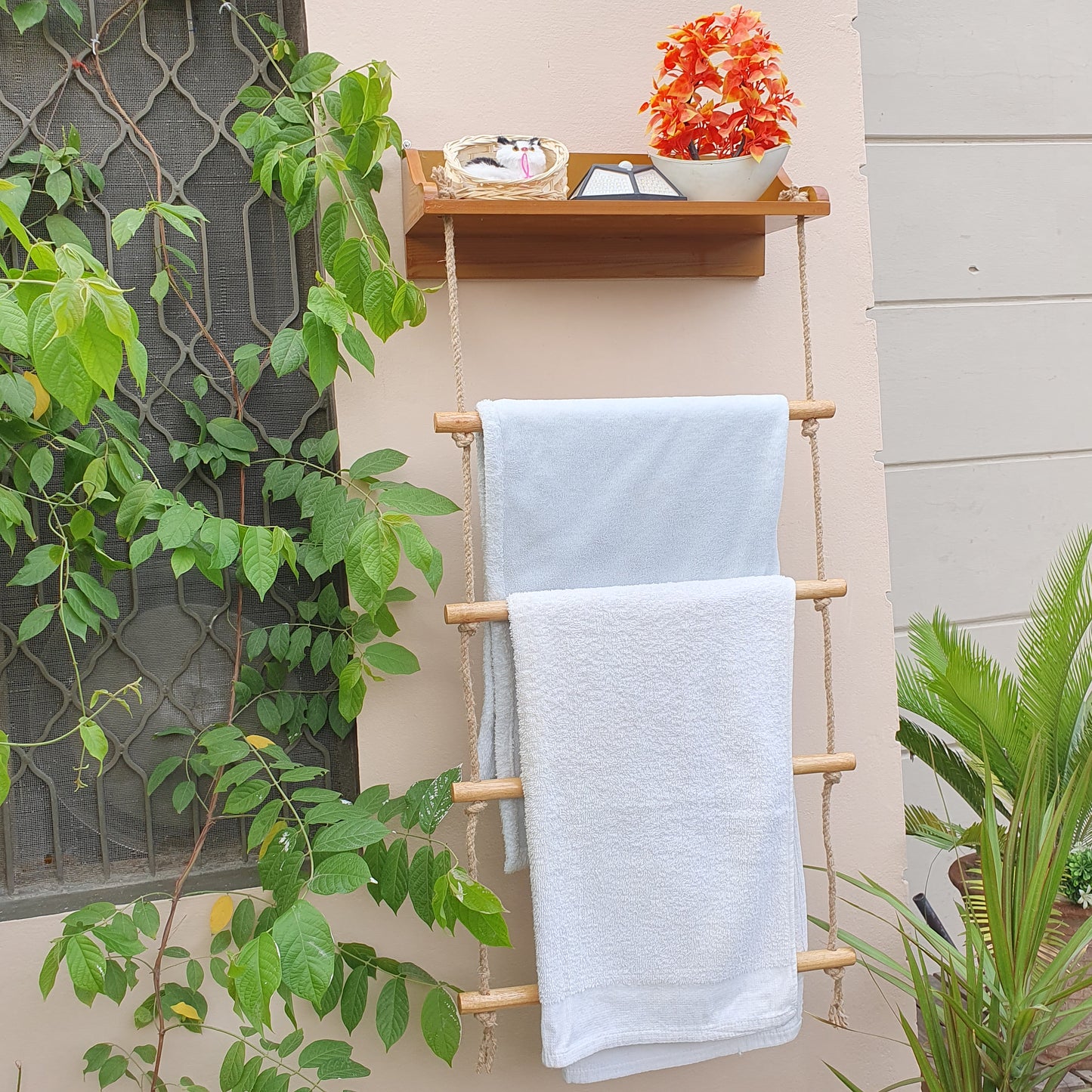 Wooden Wall-Hanging Rope Ladder