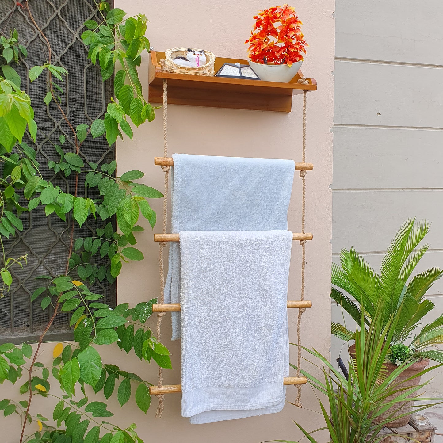 Wooden Wall-Hanging Rope Ladder