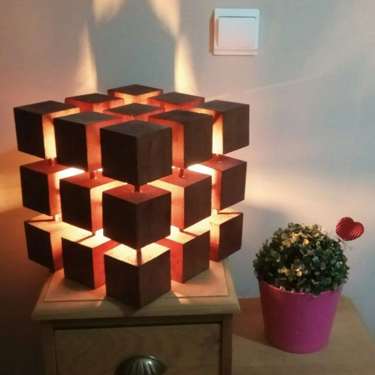 Wooden Cube Lamp