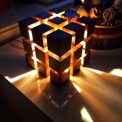 Wooden Cube Lamp