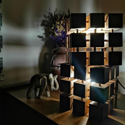 Wooden Cube Lamp