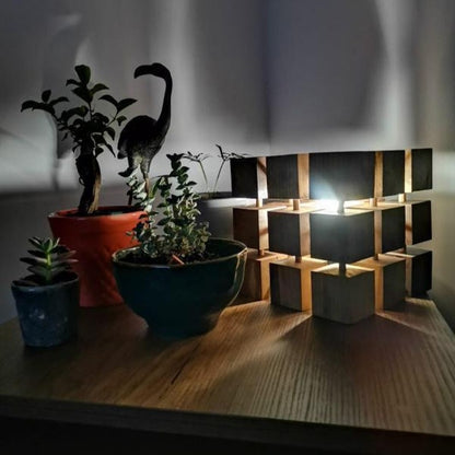 Wooden Cube Lamp