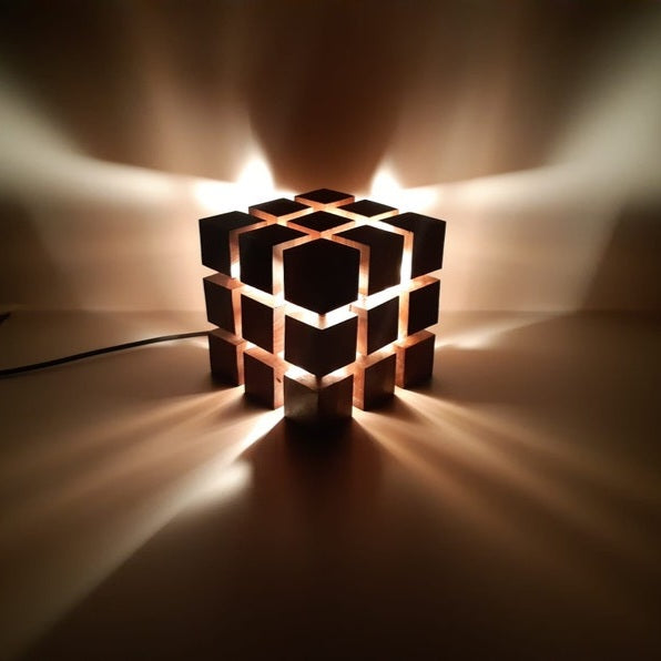 Wooden Cube Lamp