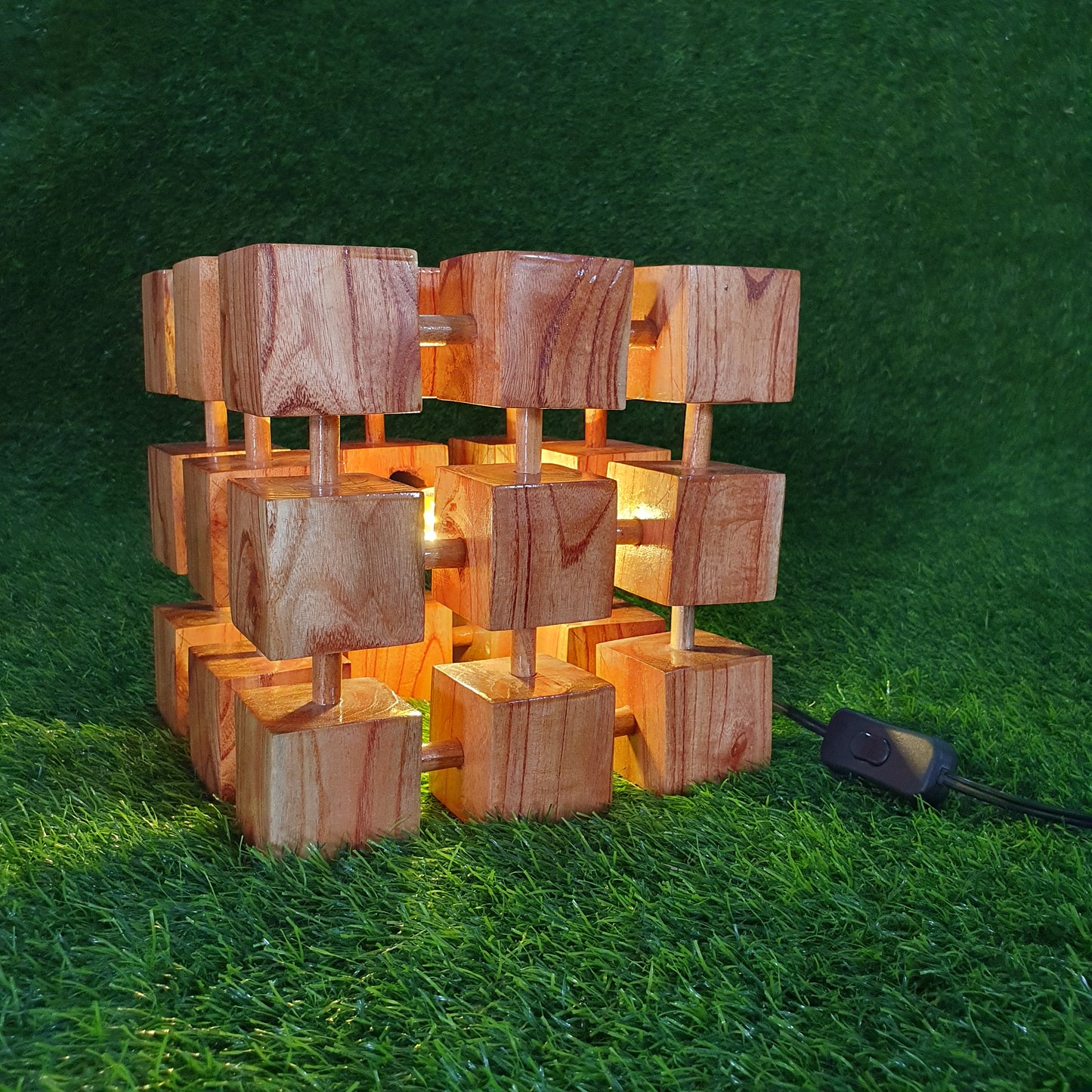 Wooden Cube Lamp