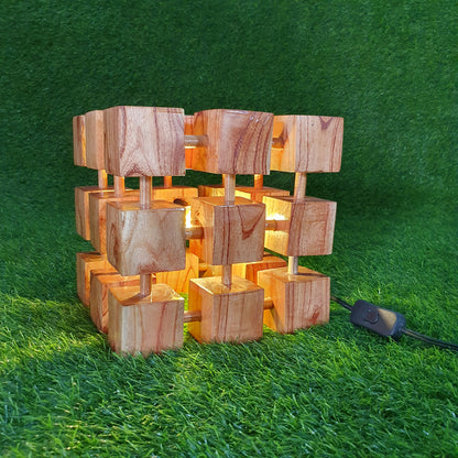 Wooden Cube Lamp