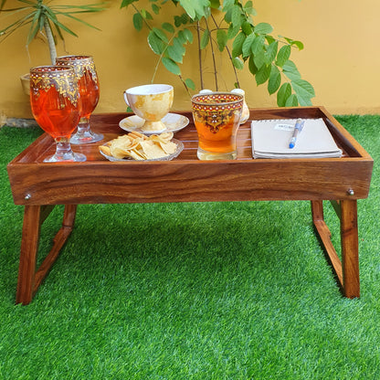 Bed Tray Wood Folding Bed Serving Tray Breakfast Table/ Laptop Table