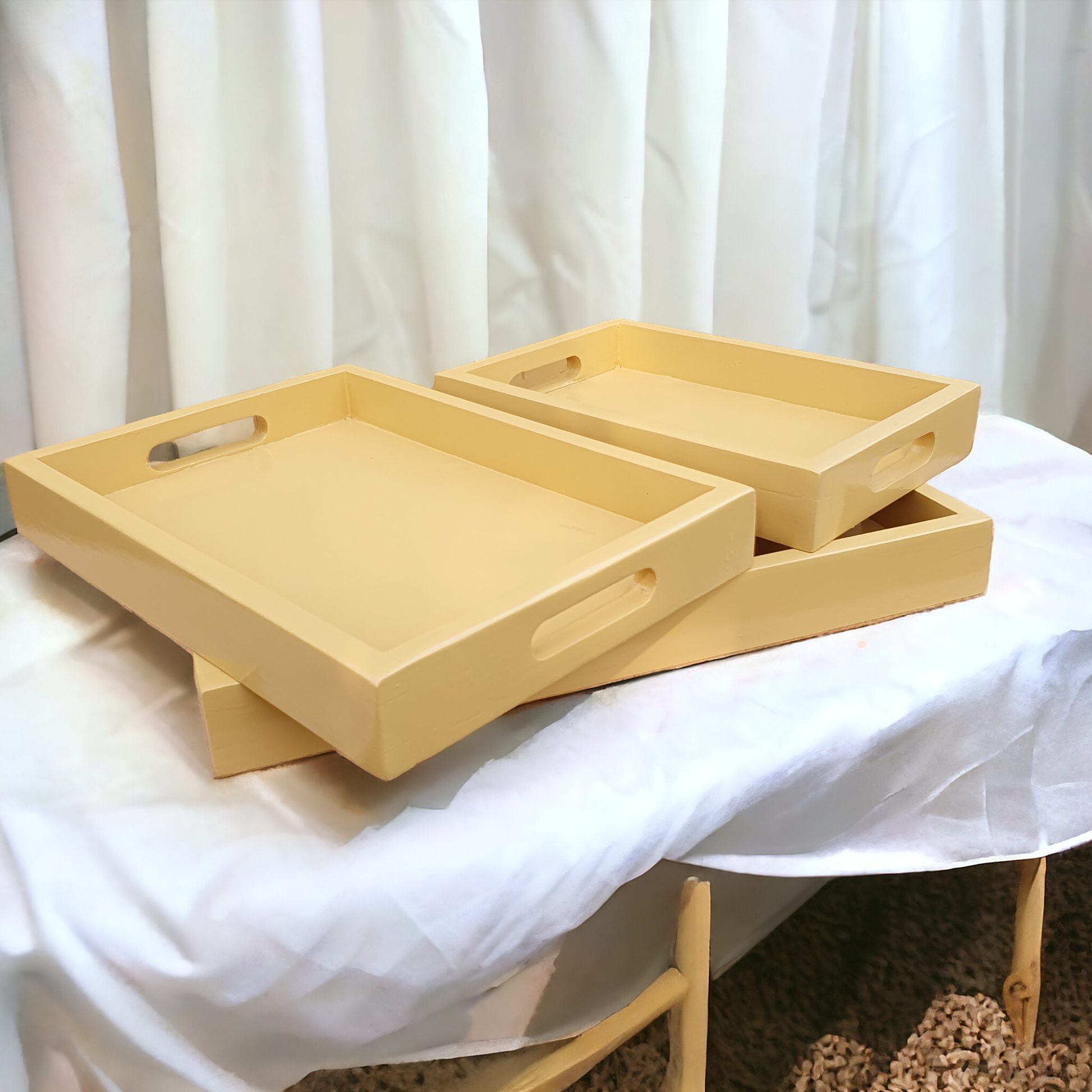 Wooden Serving Tray Set (3 Pcs)