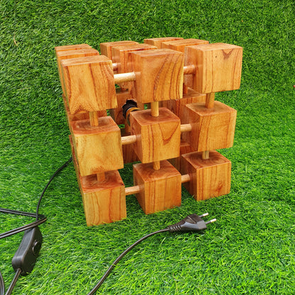 Wooden Cube Lamp